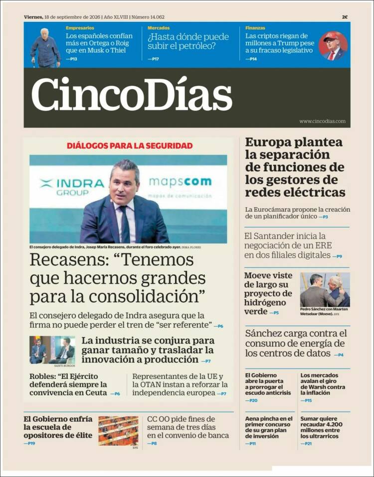 Portada de Cinco Días