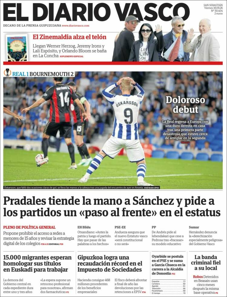 Portada de Diario Vasco